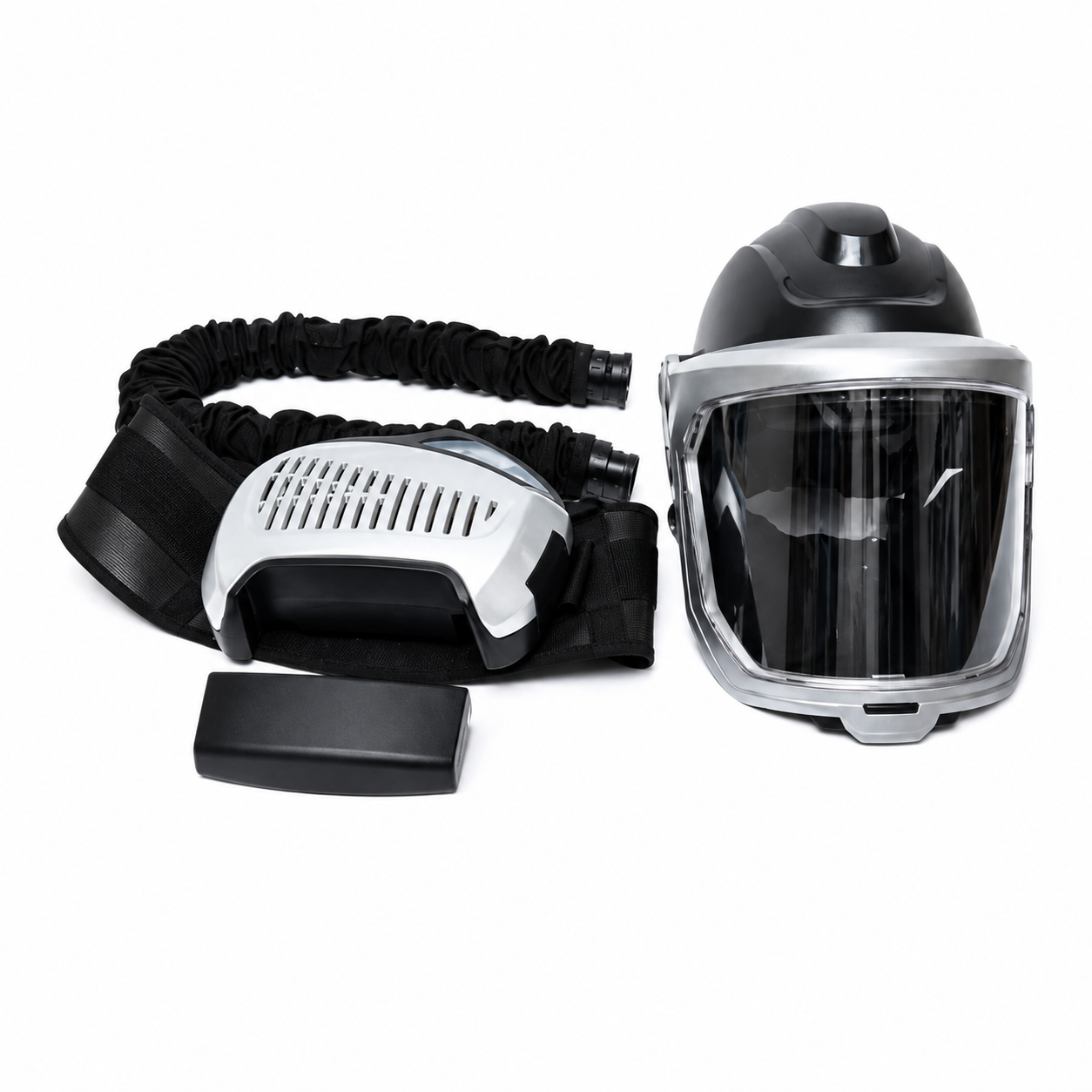 Masque à adduction d'air avec batterie rechargeable